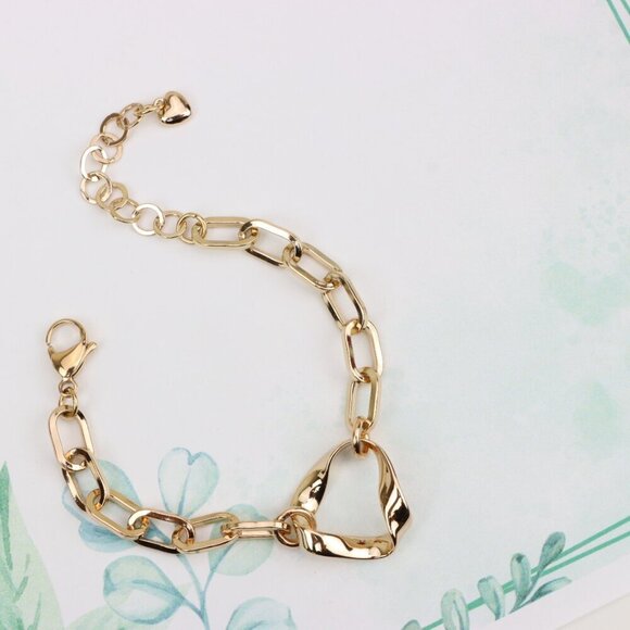 "Stylish Rose Gold Plated Bracelet with Twisted Heart Design, XPBL0895 - Picture 3 of 12